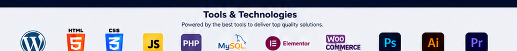 Tools and Technologies: WordPress, HTML5, CSS3, JavaScript, PHP, MySQL, Elementor, WooCommerce, Photoshop, Illustrator and Premiere Pro